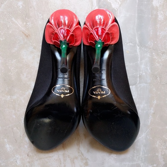 Prada Rose Flower Stem Carved Heel Stiletto v-day - Picture 4 of 8